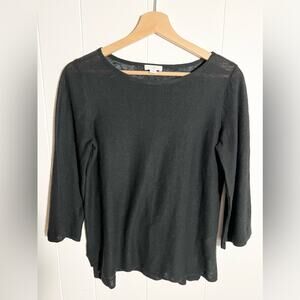 J Jill linen blend black sweater loose breezy knit